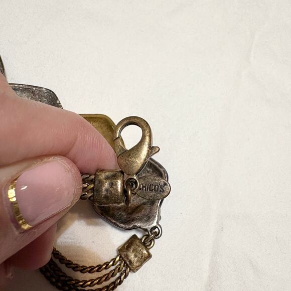 Chicos Iridescent Enamel Statement Necklace Artsy Indie Mermaidcore Avantgarde - Picture 8 of 11